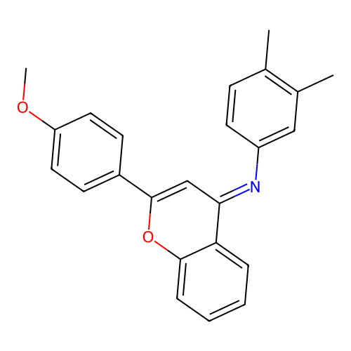(E)-N-(2-(4-methoxyphenyl)-4H-chromen-4-ylidene)-3,4-dimethylaniline structure