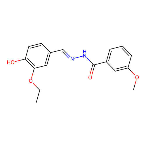 N-[(3-ethoxy-4-hydroxyphenyl)methylideneamino]-3-methoxybenzamide structure