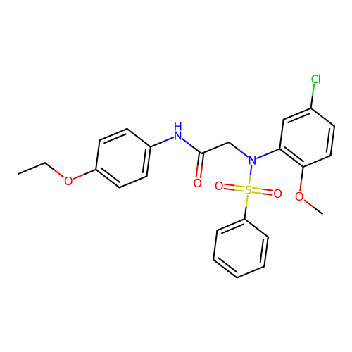 N~2~-(5-chloro-2-methoxyphenyl)-N-(4-ethoxyphenyl)-N~2~-(phenylsulfonyl)glycinamide structure