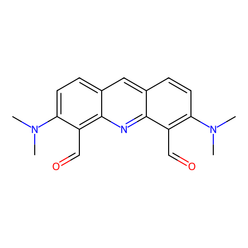 3,6-Bis-(dimethylamino)-4,5-diformylacridine structure