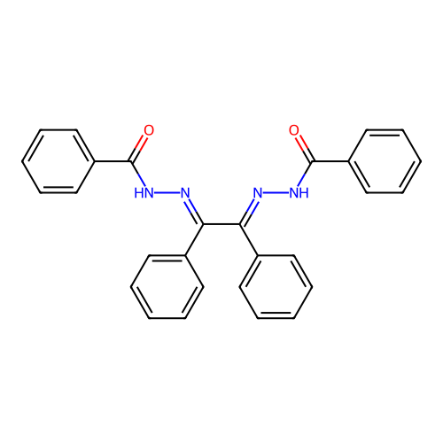 N-[(E)-[(2E)-2-(benzoylhydrazinylidene)-1,2-diphenylethylidene]amino]benzamide structure