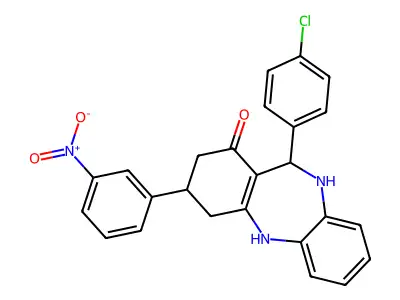 6-(4-chlorophenyl)-9-(3-nitrophenyl)-5,6,8,9,10,11-hexahydrobenzo[b][1,4]benzodiazepin-7-one structure