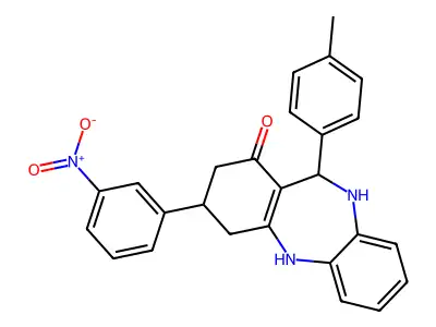 6-(4-methylphenyl)-9-(3-nitrophenyl)-5,6,8,9,10,11-hexahydrobenzo[b][1,4]benzodiazepin-7-one structure