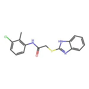 2-(1H-benzimidazol-2-ylsulfanyl)-N-(3-chloro-2-methylphenyl)acetamide structure