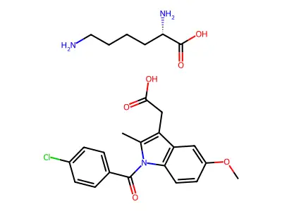1-(p-Chlorobenzoyl)-2-methyl-5-methoxyindole-3-acetic acid lysine salt structure