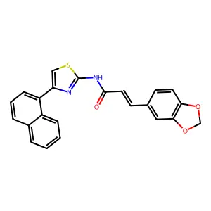 (E)-3-(1,3-benzodioxol-5-yl)-N-(4-naphthalen-1-yl-1,3-thiazol-2-yl)prop-2-enamide structure