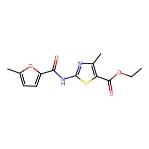 Ethyl 4-methyl-2-[(5-methylfuran-2-carbonyl)amino]-1,3-thiazole-5-carboxylate structure