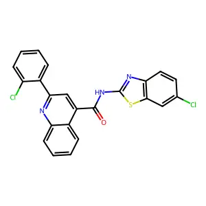 N-(6-chloro-1,3-benzothiazol-2-yl)-2-(2-chlorophenyl)quinoline-4-carboxamide structure