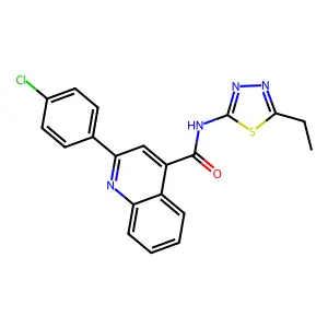 2-(4-chlorophenyl)-N-(5-ethyl-1,3,4-thiadiazol-2-yl)quinoline-4-carboxamide structure