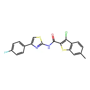 3-chloro-N-[4-(4-fluorophenyl)-1,3-thiazol-2-yl]-6-methyl-1-benzothiophene-2-carboxamide structure