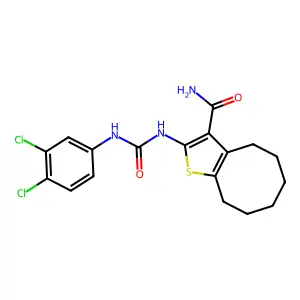 2-[(3,4-dichlorophenyl)carbamoylamino]-4,5,6,7,8,9-hexahydrocycloocta[b]thiophene-3-carboxamide structure