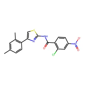 2-chloro-N-[4-(2,4-dimethylphenyl)-1,3-thiazol-2-yl]-4-nitrobenzamide structure