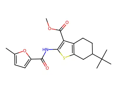 methyl 6-tert-butyl-2-[(5-methylfuran-2-carbonyl)amino]-4,5,6,7-tetrahydro-1-benzothiophene-3-carboxylate structure