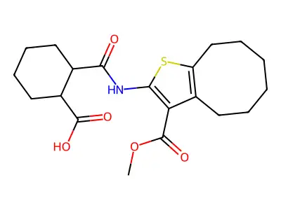 2-({[3-(methoxycarbonyl)-4,5,6,7,8,9-hexahydrocycloocta[b]thien-2-yl]amino}carbonyl)cyclohexanecarboxylic acid structure