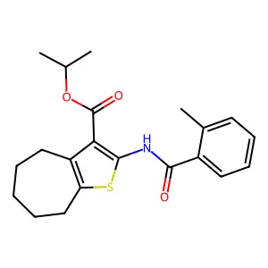 isopropyl 2-[(2-methylbenzoyl)amino]-5,6,7,8-tetrahydro-4H-cyclohepta[b]thiophene-3-carboxylate structure