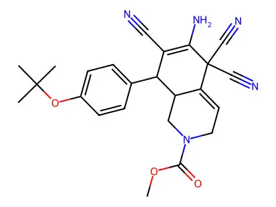 methyl 6-amino-5,5,7-tricyano-8-[4-[(2-methylpropan-2-yl)oxy]phenyl]-1,3,8,8a-tetrahydroisoquinoline-2-carboxylate structure