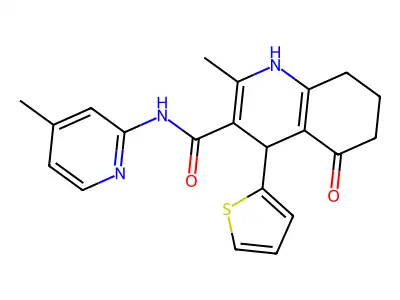 2-Methyl-N-(4-methylpyridin-2-yl)-5-oxo-4-(thiophen-2-yl)-1,4,5,6,7,8-hexahydroquinoline-3-carboxamide structure