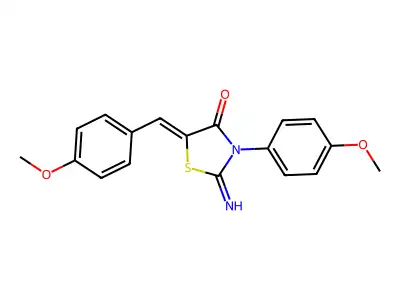 (5E)-2-imino-3-(4-methoxyphenyl)-5-[(4-methoxyphenyl)methylidene]-1,3-thiazolidin-4-one structure
