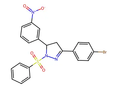 3-(4-bromophenyl)-5-(3-nitrophenyl)-1-(phenylsulfonyl)-4,5-dihydro-1H-pyrazole structure