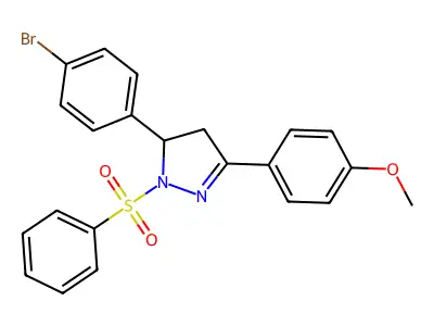5-(4-bromophenyl)-3-(4-methoxyphenyl)-1-(phenylsulfonyl)-4,5-dihydro-1H-pyrazole structure