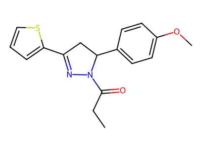 5-(4-methoxyphenyl)-1-propionyl-3-(2-thienyl)-4,5-dihydro-1H-pyrazole structure