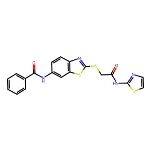 N-(2-((2-oxo-2-(thiazol-2-ylamino)ethyl)thio)benzo[d]thiazol-6-yl)benzamide structure