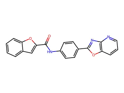 N-[4-([1,3]oxazolo[4,5-b]pyridin-2-yl)phenyl]-1-benzofuran-2-carboxamide structure