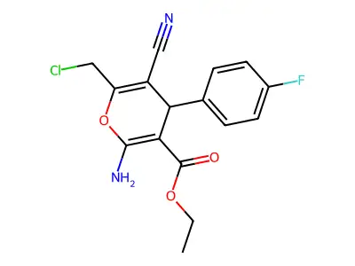 ethyl 2-amino-6-(chloromethyl)-5-cyano-4-(4-fluorophenyl)-4H-pyran-3-carboxylate structure
