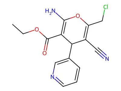ethyl 2-amino-6-(chloromethyl)-5-cyano-4-(3-pyridinyl)-4H-pyran-3-carboxylate structure