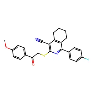 1-(4-fluorophenyl)-3-[2-(4-methoxyphenyl)-2-oxoethyl]sulfanyl-5,6,7,8-tetrahydroisoquinoline-4-carbonitrile structure
