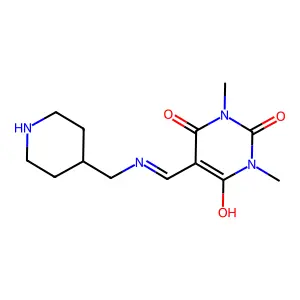 1,3-dimethyl-5-{[(piperidin-4-ylmethyl)amino]methylene}pyrimidine-2,4,6(1H,3H,5H)-trione structure