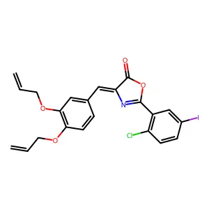 4-[3,4-bis(allyloxy)benzylidene]-2-(2-chloro-5-iodophenyl)-1,3-oxazol-5(4H)-one structure