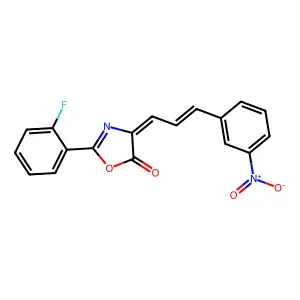 2-(2-fluorophenyl)-4-(3-{3-nitrophenyl}-2-propenylidene)-1,3-oxazol-5(4H)-one structure