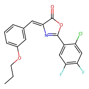 2-(2-chloro-4,5-difluorophenyl)-4-(3-propoxybenzylidene)-1,3-oxazol-5(4H)-one structure
