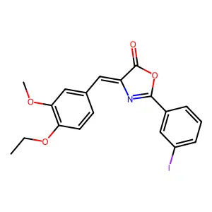 4-(4-ethoxy-3-methoxybenzylidene)-2-(3-iodophenyl)-1,3-oxazol-5(4H)-one structure