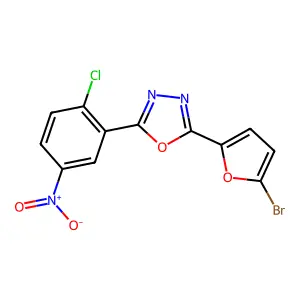 2-(5-Bromofuran-2-yl)-5-(2-chloro-5-nitrophenyl)-1,3,4-oxadiazole structure