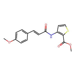 methyl 3-[[(E)-3-(4-methoxyphenyl)prop-2-enoyl]amino]thiophene-2-carboxylate structure