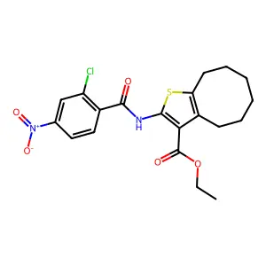 ethyl 2-[(2-chloro-4-nitrobenzoyl)amino]-4,5,6,7,8,9-hexahydrocycloocta[b]thiophene-3-carboxylate structure