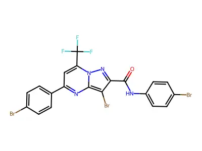 3-bromo-N,5-bis(4-bromophenyl)-7-(trifluoromethyl)pyrazolo[1,5-a]pyrimidine-2-carboxamide structure