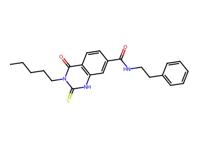 4-oxo-3-pentyl-N-phenethyl-2-thioxo-1,2,3,4-tetrahydroquinazoline-7-carboxamide structure