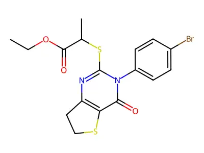 ethyl 2-{[3-(4-bromophenyl)-4-oxo-3H,4H,6H,7H-thieno[3,2-d]pyrimidin-2-yl]sulfanyl}propanoate structure