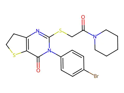 3-(4-bromophenyl)-2-{[2-oxo-2-(piperidin-1-yl)ethyl]sulfanyl}-3H,4H,6H,7H-thieno[3,2-d]pyrimidin-4-one structure