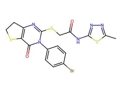 2-{[3-(4-bromophenyl)-4-oxo-3H,4H,6H,7H-thieno[3,2-d]pyrimidin-2-yl]sulfanyl}-N-(5-methyl-1,3,4-thiadiazol-2-yl)acetamide structure