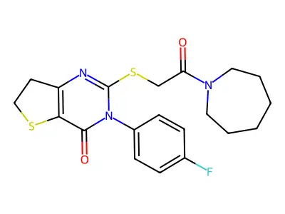 2-{[2-(azepan-1-yl)-2-oxoethyl]sulfanyl}-3-(4-fluorophenyl)-3H,4H,6H,7H-thieno[3,2-d]pyrimidin-4-one structure