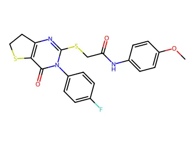 2-{[3-(4-fluorophenyl)-4-oxo-3H,4H,6H,7H-thieno[3,2-d]pyrimidin-2-yl]sulfanyl}-N-(4-methoxyphenyl)acetamide structure