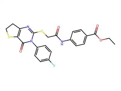 ethyl 4-(2-((3-(4-fluorophenyl)-4-oxo-3,4,6,7-tetrahydrothieno[3,2-d]pyrimidin-2-yl)thio)acetamido)benzoate structure