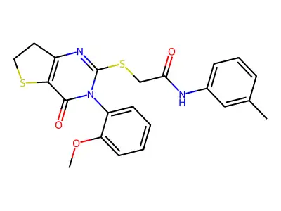 2-{[3-(2-methoxyphenyl)-4-oxo-3H,4H,6H,7H-thieno[3,2-d]pyrimidin-2-yl]sulfanyl}-N-(3-methylphenyl)acetamide structure