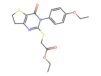 ethyl 2-{[3-(4-ethoxyphenyl)-4-oxo-3H,4H,6H,7H-thieno[3,2-d]pyrimidin-2-yl]sulfanyl}acetate structure