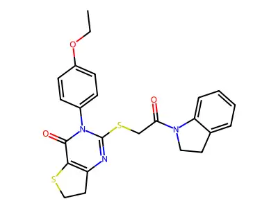 2-{[2-(2,3-dihydro-1H-indol-1-yl)-2-oxoethyl]sulfanyl}-3-(4-ethoxyphenyl)-3H,4H,6H,7H-thieno[3,2-d]pyrimidin-4-one structure