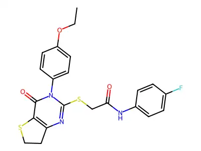 2-{[3-(4-ethoxyphenyl)-4-oxo-3H,4H,6H,7H-thieno[3,2-d]pyrimidin-2-yl]sulfanyl}-N-(4-fluorophenyl)acetamide structure